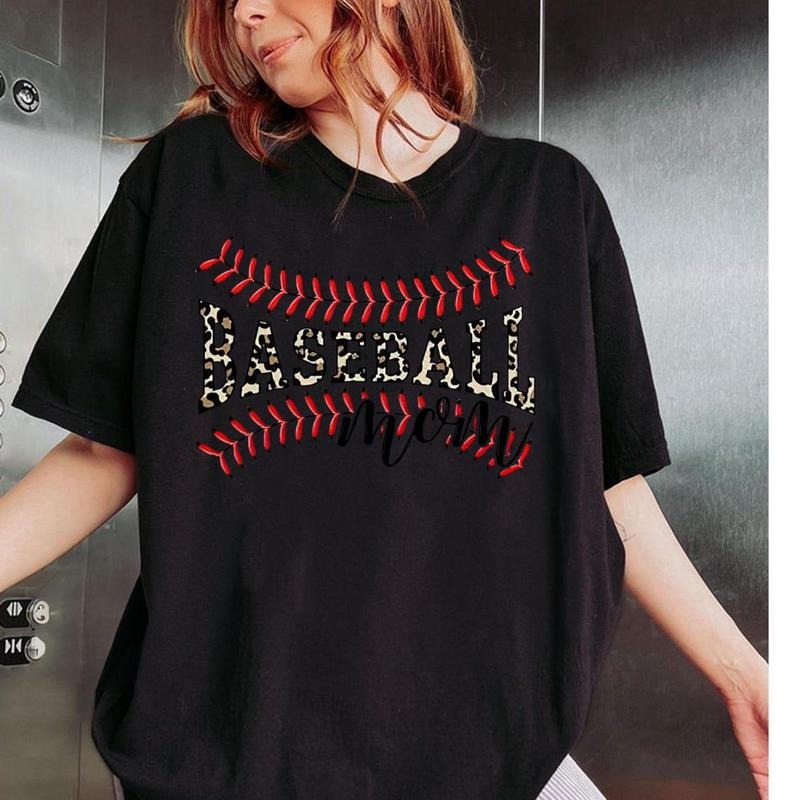 T-shirt For Baseball Mom, Leopard Print Baseball Mom Shirt, Baseball Mother Shirt, Mothers Day Gifts, Baseball Mom Tshirt, Cute Mom T-shirt