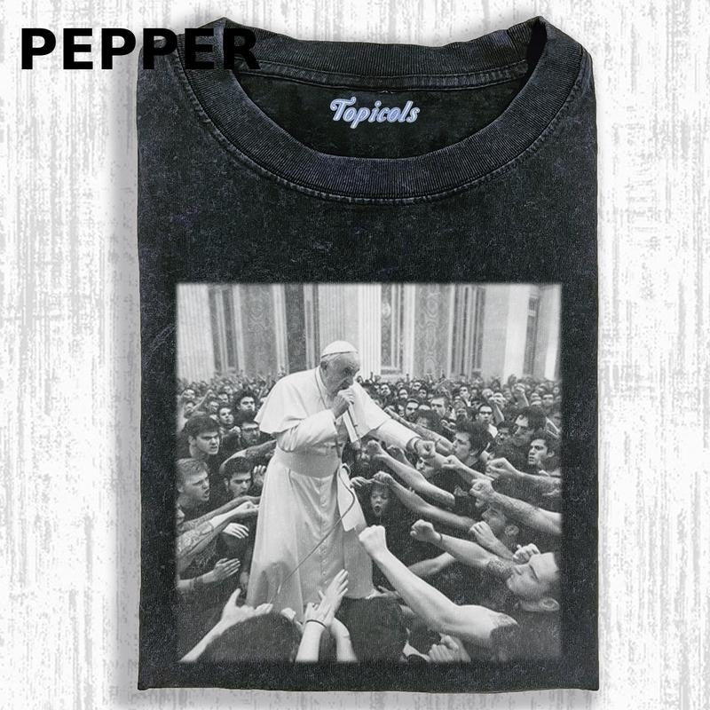 THE CRAZY POPE FUNNY T-SHIRT, POPE ALL STAR SHIRT, Movies Tee, Unisex Meme Cringe Funny Dumb Shirt, Menswear Womenswear Streetwear Cotton Comfort