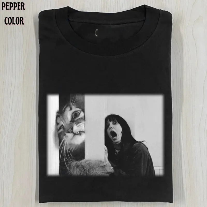 THE SHINING TEE, Cat tee, Meme Funny Vintage graphic 90' Graphic tee Womenswear Top Hoodie, Sweatshirt | WearSparks.com