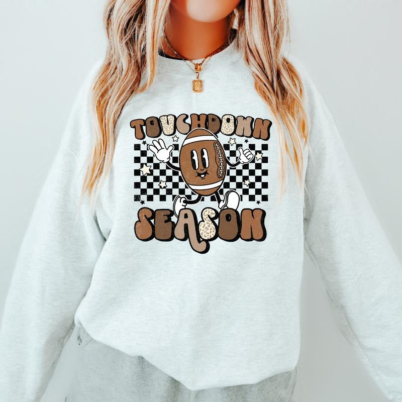 TOUCHDOWN SEASON Crewneck Sweatshirt Crewneck Sweatshirt Unisex Fit Causal Sweatshirt for Halloween Womenswear Hoodie