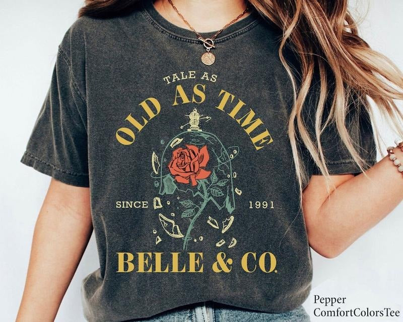 Tale As Old As Time Belle & CO Since 1991 Vintage Retro Shirt, Family Matching Shirt Gift Ideas Men Women Princess Reads Book, Booktok Shirt
