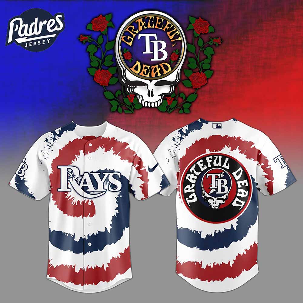 Tampa Bay Rays MLB x Grateful Dead Personalized Baseball Jersey Outfit - Padres Jersey Oasis: Elevate Your Baseball Style Game