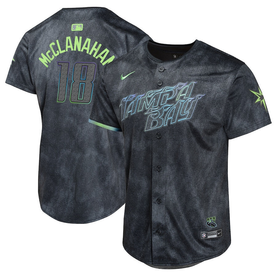 Tampa Bay Rays Shane #18 McClanahan 2024 City Connect Limited YOUTH Jersey - Charcoal