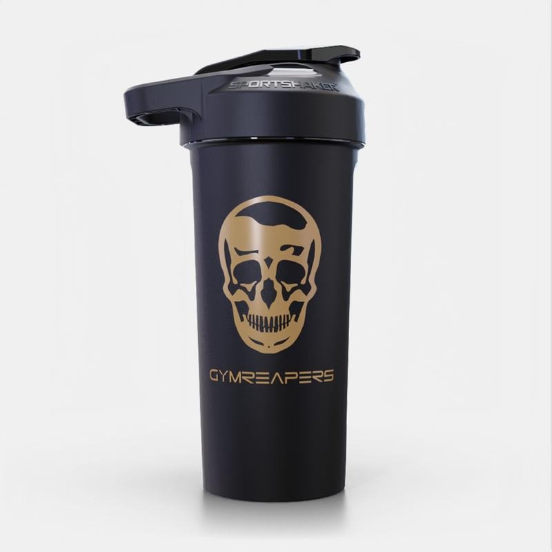 Gymreapers SportShaker Bottle - Black/Tan, BPA-Free, 27oz Capacity