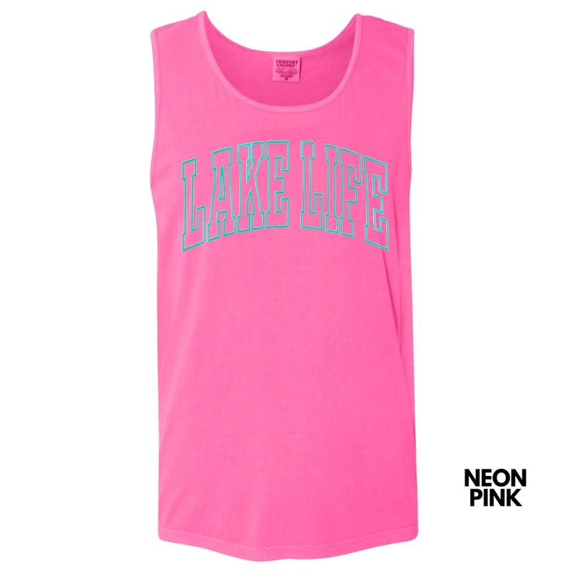 Tank Top - Mint Lake Life PUFF Comfort Colors Tank Top