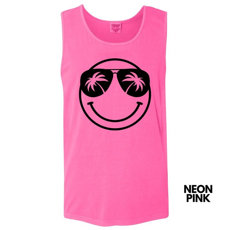 Tank Top - Palm Sunnies Happy Face Comfort Colors Tank Top 'NLB' T-Shirts, Hoodie, Sweatshirt | WearSparks.com