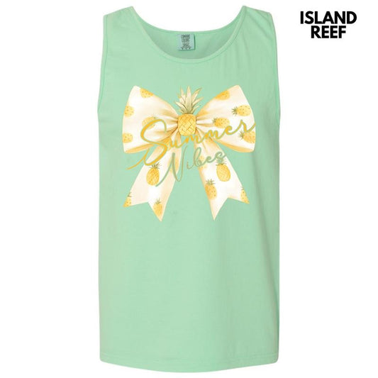 Tank Top - Pineapple Summer Bow Comfort Colors Tank Top 'NLB'