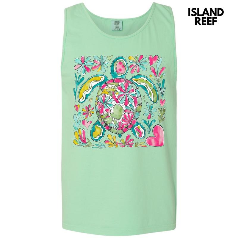 Tank Top - Watercolor Sea Turtle Comfort Colors Tank Top 'NLB'