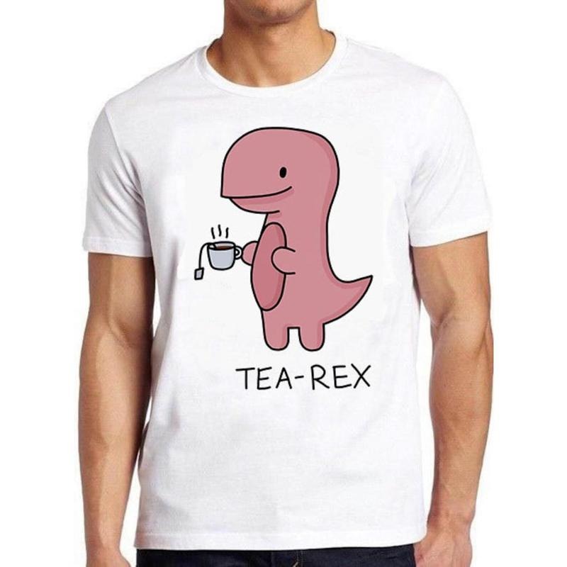 Tea-Rex T. Rex Dinosaur Tea Funny Meme Gift Tee Gamer Cult Movie T Shirt Hoodie and Sweater; T-shirt Cotton Menswear Polyester Tops Underwear Tshirt