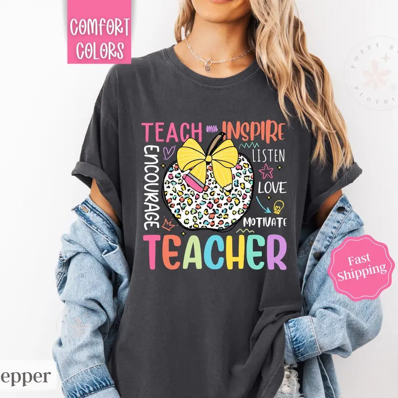 Teacher Shirt Comfort Colors, Gift for Teacher Appreciation Day, Teach Teestyle{n002}2 Hoodie, Sweatshirt | WearSparks.com