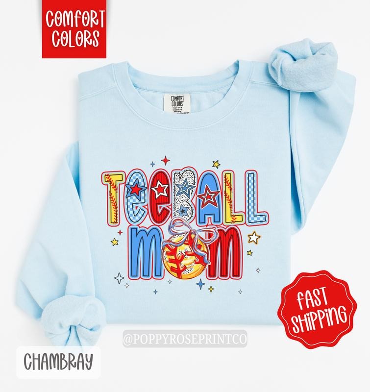 Tee-ball Mom Comfort Colors Sweatshirt, Tee-ball Mom Sweatshirt, Tee-ball Women's Pullover Hoodie | WearSparks.com