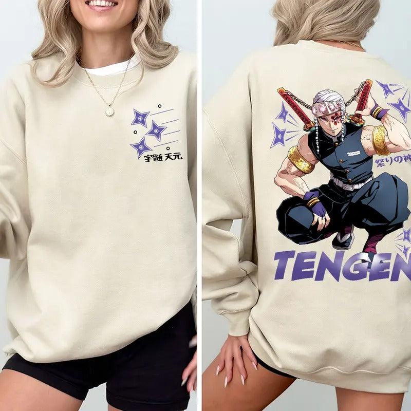 Tengen Uzui Shirt, Sound Hashira Sweatshirt Hoodie, Demon Slayer t-shirt, Kimetsu no Yaiba Shirt, Anime sweatshirt hoodie, Anime lover t-shirt Menswearstyle{n002}2