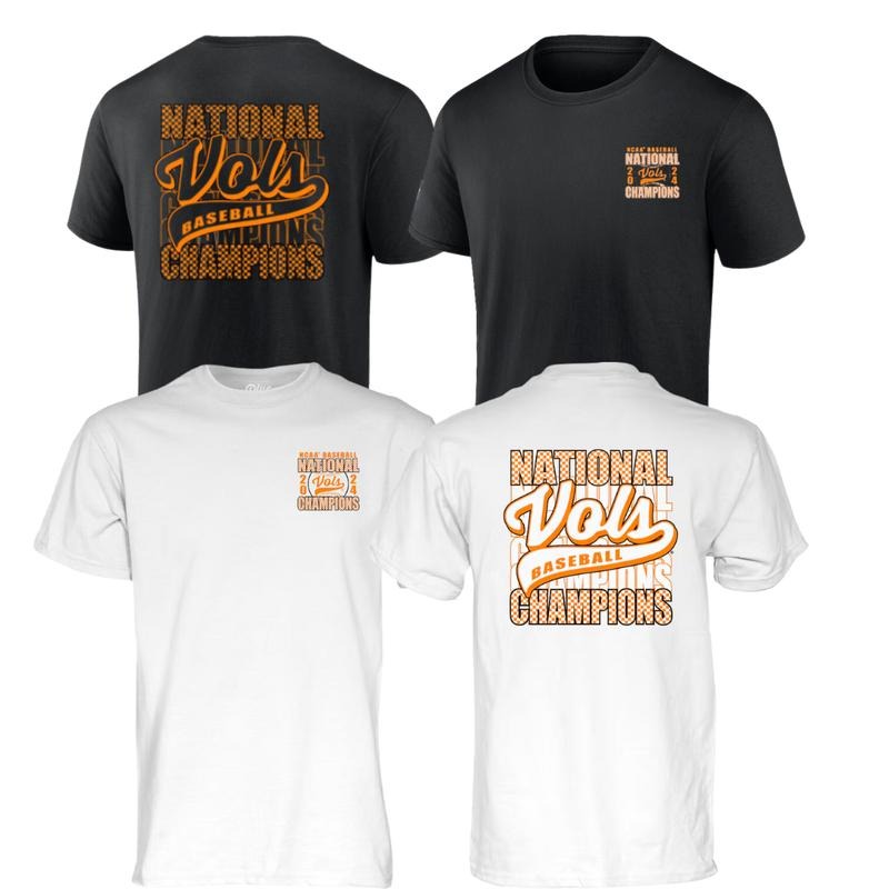 Tennessee Volunteers Blue 84 Unisex 2024 NCAA Men's Baseball College World Series Champions Check T-Shirt men's sweatshirts