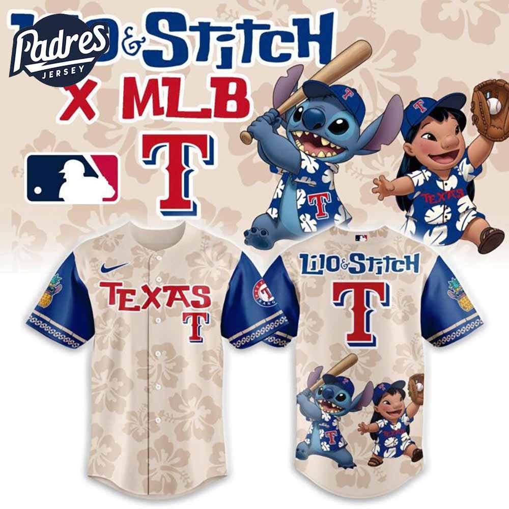 Texas Rangers MLB Lilo And Stitch Summer Baseball Jersey - Padres Jersey Oasis: Elevate Your Baseball Style Game
