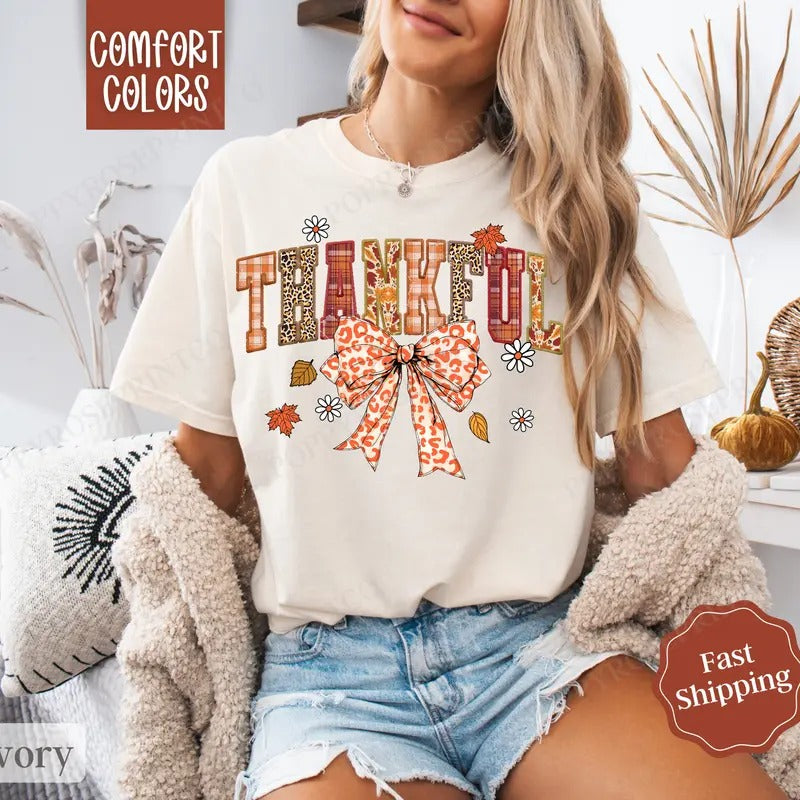 Thankful Shirt Comfort Colors, Womens Fall Pumpkin Shirt, Womenswear Oversized Crewneck Hoodie, Sweatshirt | WearSparks.com