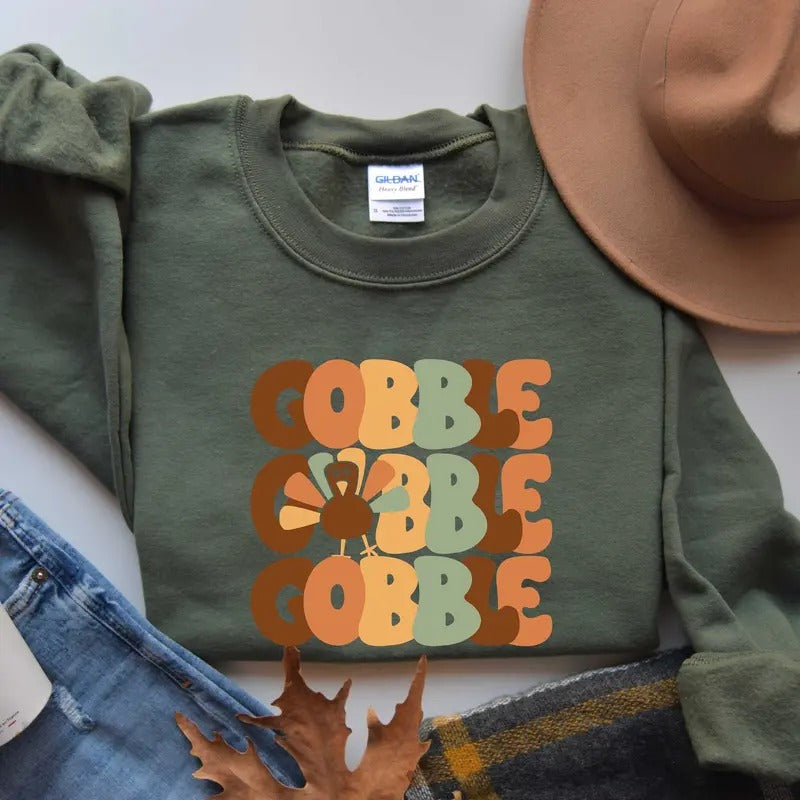 Thanksgiving Gobble Sweatshirt, Turkey Shirt, Family Sweatshirt, Thanksgiving Shirt, Fall Sweatshirt, Women Thanksgiving Sweater