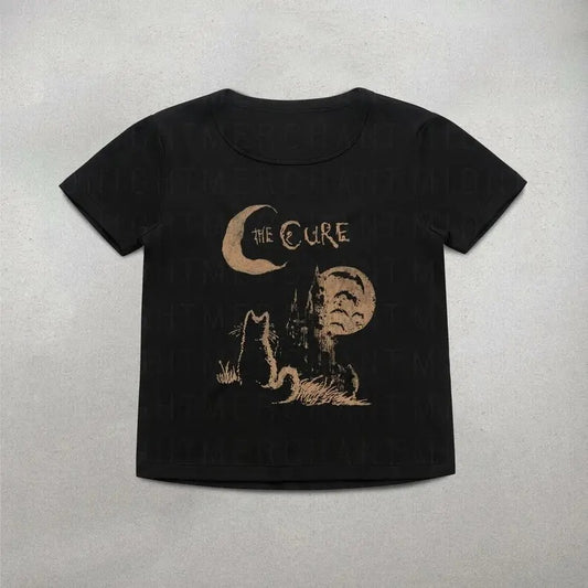 The Cure Shirt, Woman's Organic baby tee, cute y2k shirts Collar Vintage