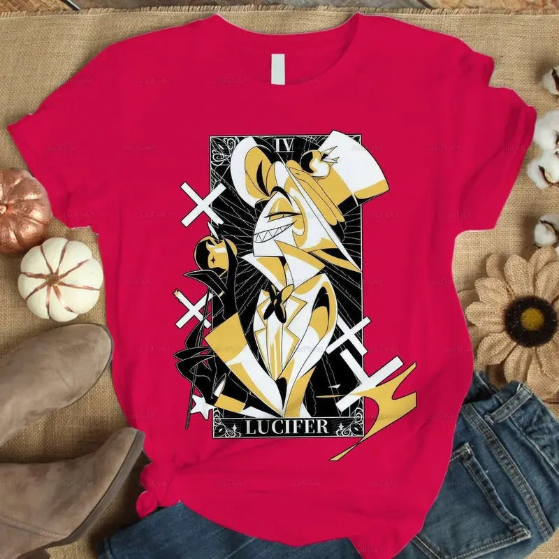 The Dark Allure Of Hazbin Hotel With Lucifer Iv T-shirt, Animated Series, Hazbin Hotel Characters, Shirts For Women, Shirts For Men, Th, Gift for Fan Menswear Top