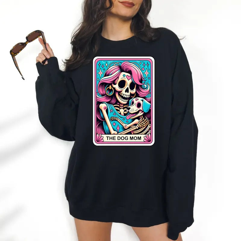 The Dog Mom - Unisex Crewneck Sweatshirt - Print is Sublimation, Tarot, Gift Idea, Relaxed Fit, Casual Apparel
