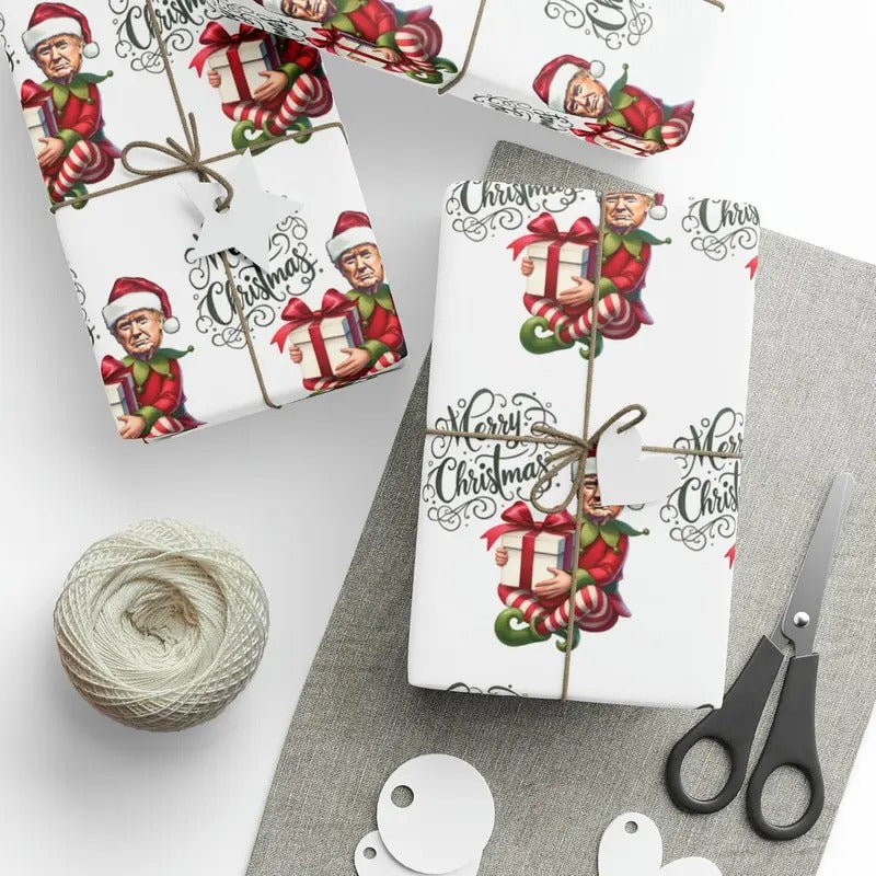 The Great Trump Elf Gift Wrap Merry Christmas Gift Wrap Elf Trump 2024 Trump Wrapping Paper Trump Christmas Funny