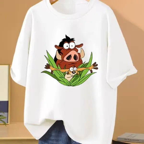 The Lion King Printed T-shirt for Women and Couples - Timon Street Sports and Leisure Style - Top, Womenswear