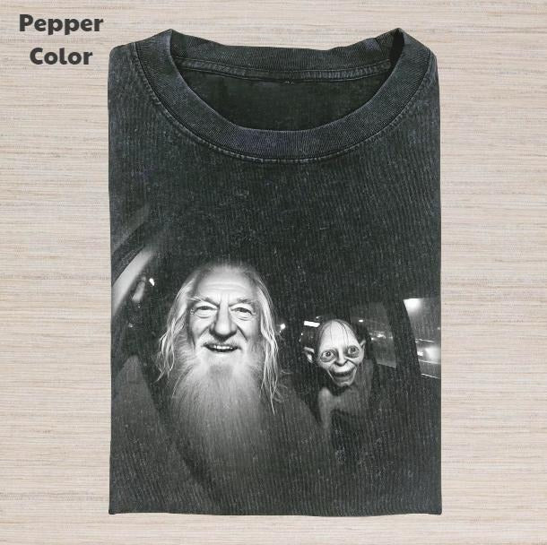 The Lord of the Rings Vintage Graphic Tee, Gandalf And Gollum In The Car T-Shirt, Movies Tee, Unisex Meme Cringe Funny Dumb Shirt, Menswear Womenswear Streetwear