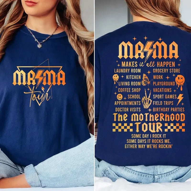 The Mama Tour Two-side Shirt, Motherhood Shirt, Some Days I Rock It,Mama Rock Tour Shirt,Either Way Were Rockin Cotton Grey