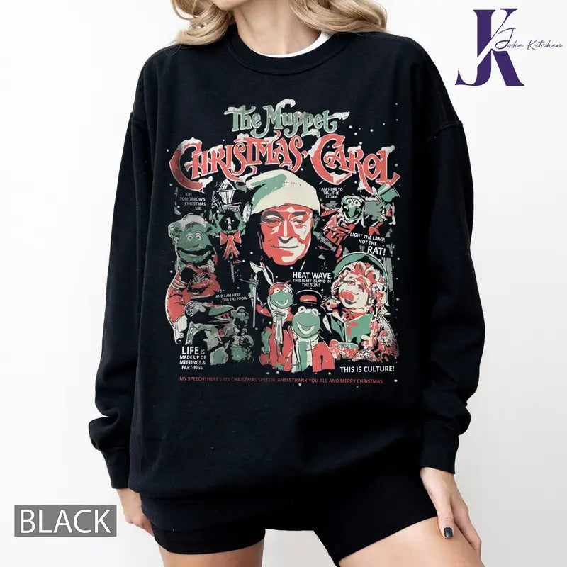 The Muppet Christmas Carol Sweatshirt, Christmas Movie Shirt, Character Movie Sweater, Vintage Merry Christmas Shirt, Kermit Gonzo And Friends Sweatshirt