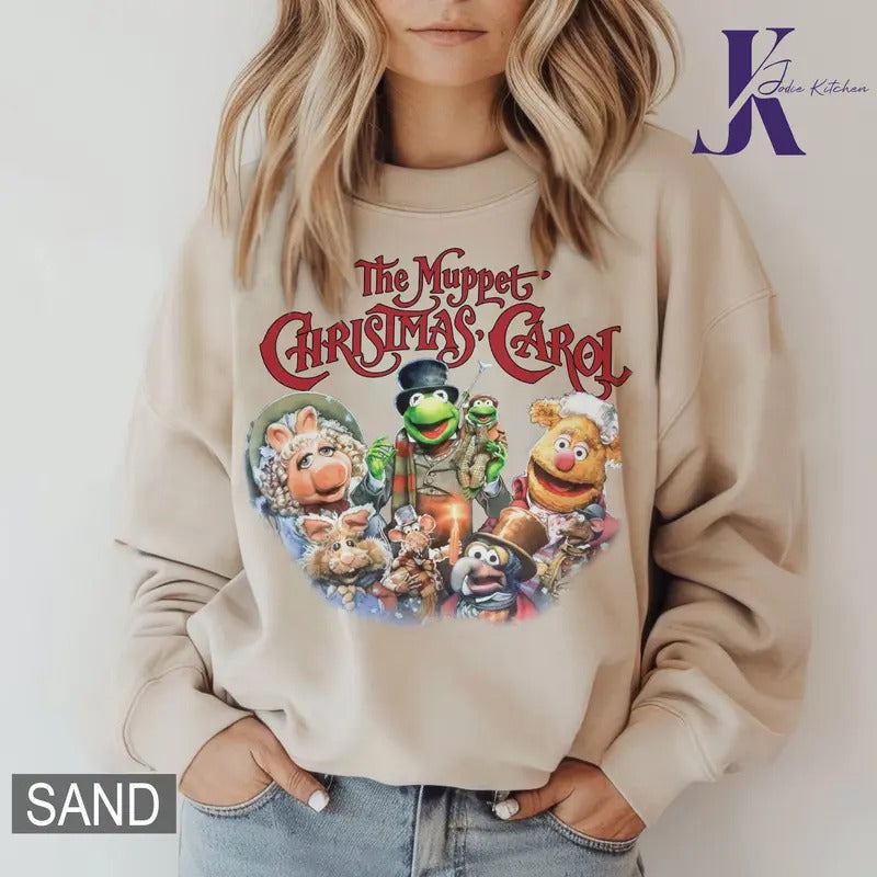 The Muppet Christmas Carol Sweatshirt, Christmas Movie Shirt, Character Movie Sweater, Vintage Merry Christmas Shirt, Kermit Gonzo And Friends Sweatshirtstyle{n002}3