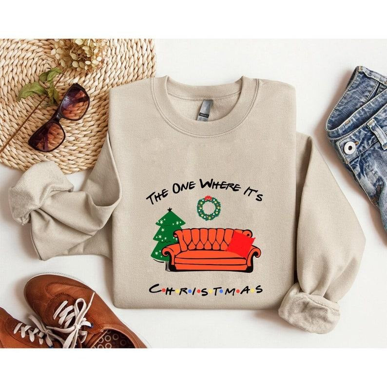 The One Where It's Christmas Shirt, Christmas Movie Sweatshirt, Vintage Movie ,Winter Christmas Tee, gift Menswear Hoodie