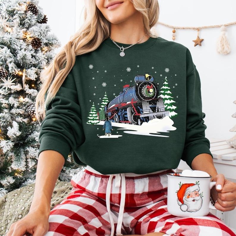 The Polar Express Christmas Sweatshirt, North Pole Christmas T-shirt, Believe Christmas Tee, All Aboard Admit One Hoodie, Merry Christmasstyle{n002}2