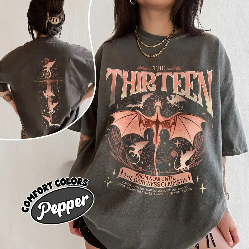 The Thirteen From Now Until The Darkness Claims Us Comfort Colors Shirt, Throne Of Glass SJM Merch, Bookish Gifts, Booktok Top Womenswear
