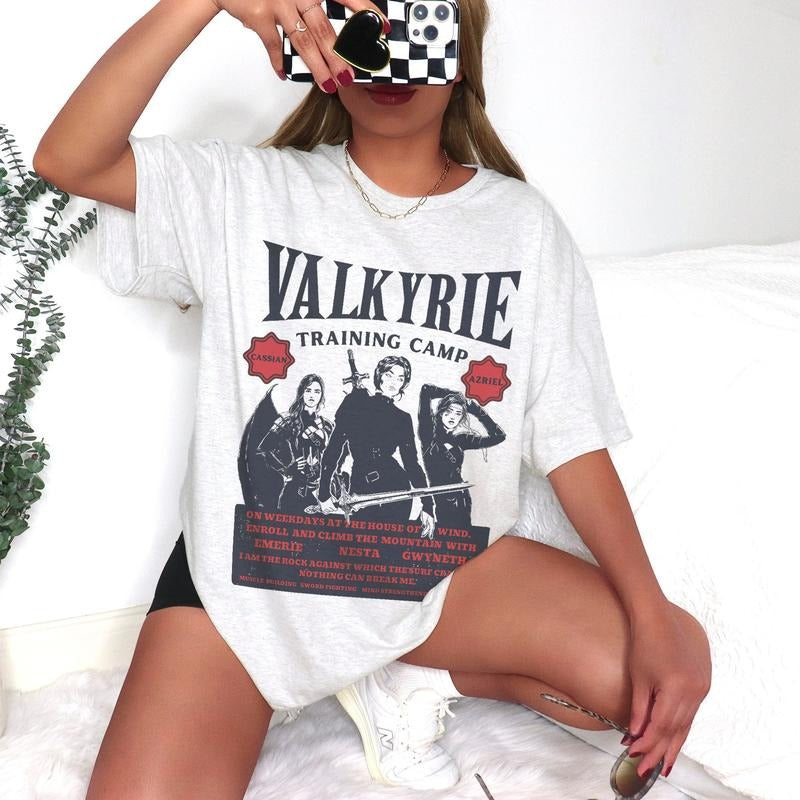 The Valkyrie Training Camp ACOTAR Shirt Licensed Sarah J Maas Merch Acotar Merch Nesta Lady Death Azriel Cassian Bat Boys Shirt Booktrovert