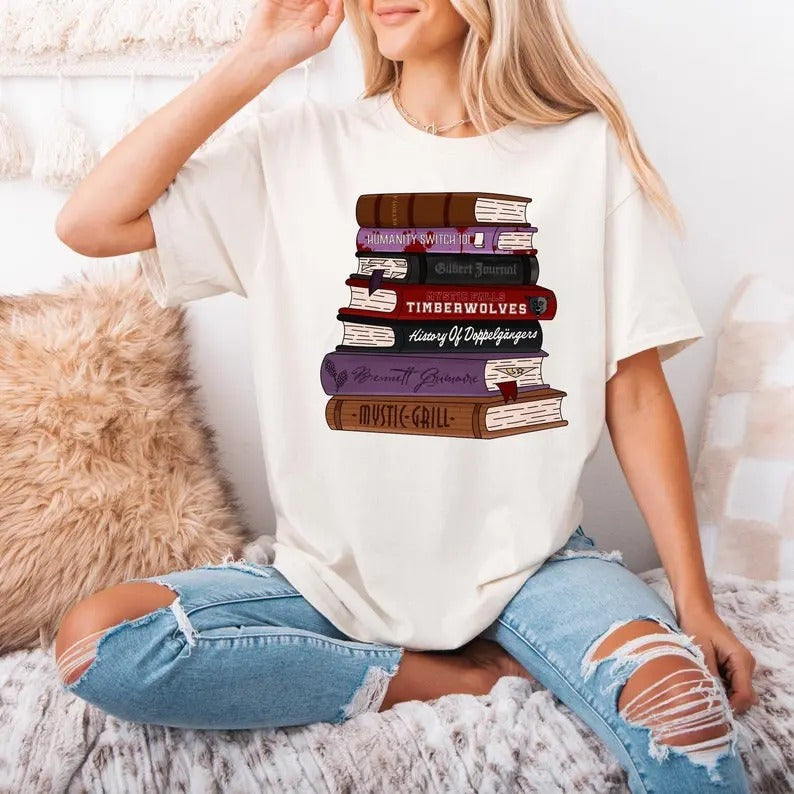 The Vampire Diaries Bookstack Shirt | Mystic Falls Shirt | TVD Shirt | Mystic Grill | Damon Salvatore | Salvatore 1864 I Was Feeling Epic