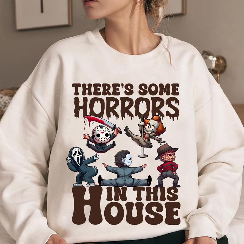 There's Some Horrors In This House Shirt, Halloween Characters Sweatshirt, Scary Movies Halloween Tee Shirt, Funny Halloween Shirt