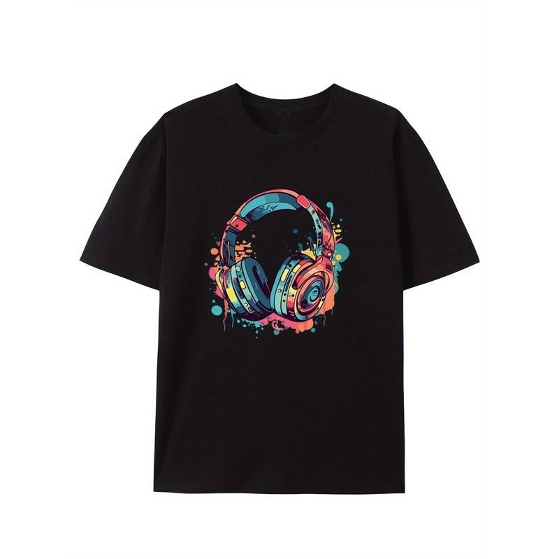 Thick Cotton Summer T-Shirt - Ultra-Soft, Breathable, Round Neck, Short Sleeved, Creative Bear Pattern Printed - Perfect for Mens Warm Weather Style made in usa