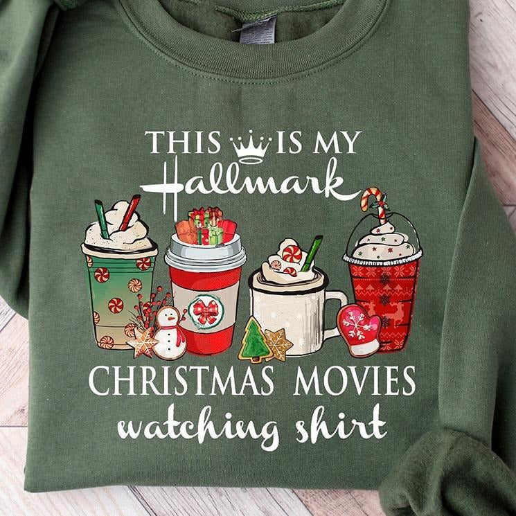 This Is My Movie Watching Christmas Crewneck Sweatshirt, Hoodie, T-shirt