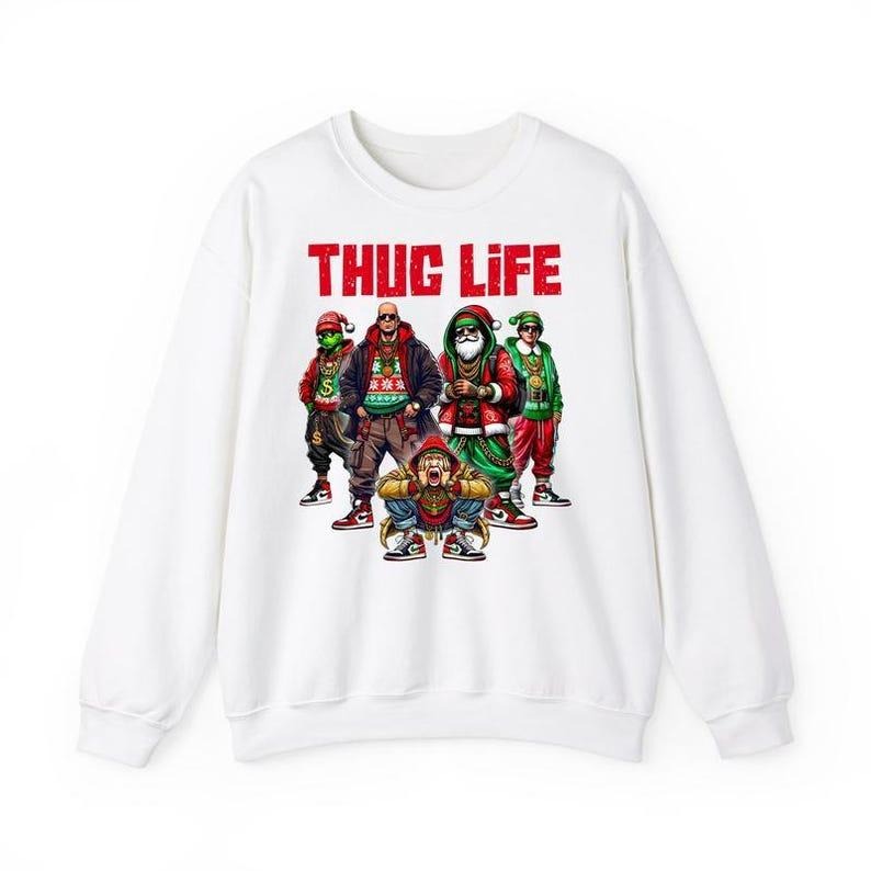 Thug Life Chrisstmas T-shirt, Xmas Sweatshirt, Christmass Movie Hoodie, Friends Tee, Gifts for Holiday Menswear Tops