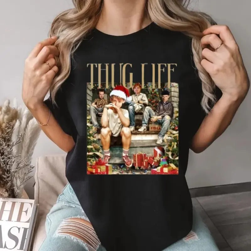 Thug Life Christmas Home Alone Movie Shirt, Family Matching Christmas Shirt, Home Alone Movie Shirt, Unisex Short Sleeve Tee Top Womenswear