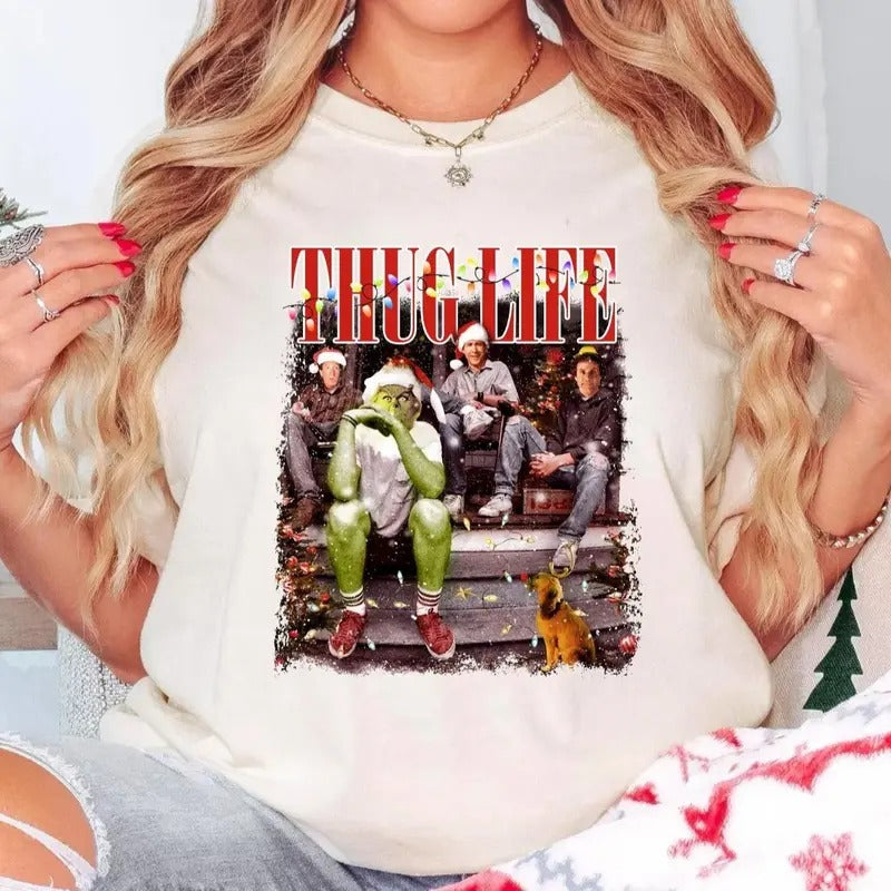 Thug Life Christmas Movie Shirt, Christmas Friends Shirt, Home Alone Movie Christmas Gifts, Unisex Short Sleeve Tee