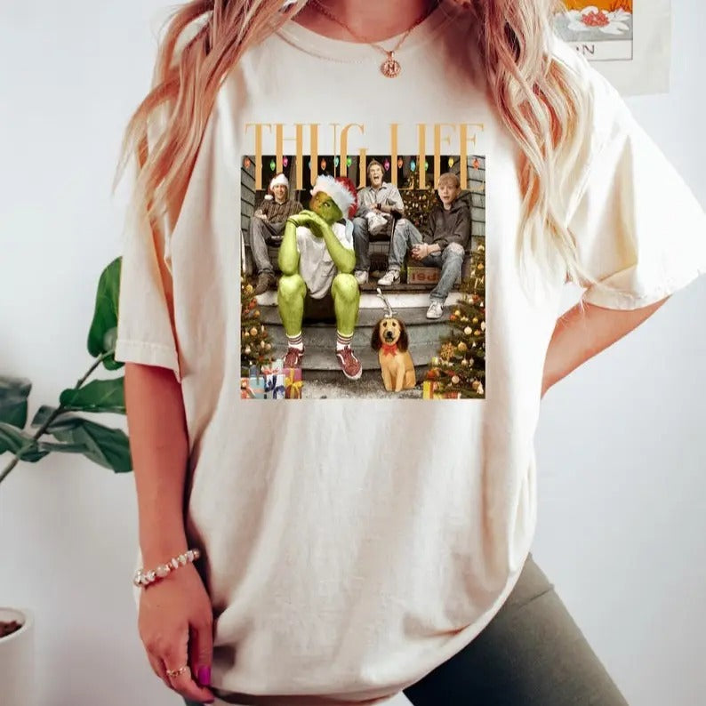 Thug Life Griinchmas Tshirt, Christmas Thug Life Sweatshirt, Retro Thug Life Movie Stars Shirt