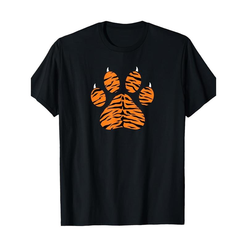 Tiger Claw Print T-shirt Tiger Fierce Jungle, men's T-shirt Made in USA