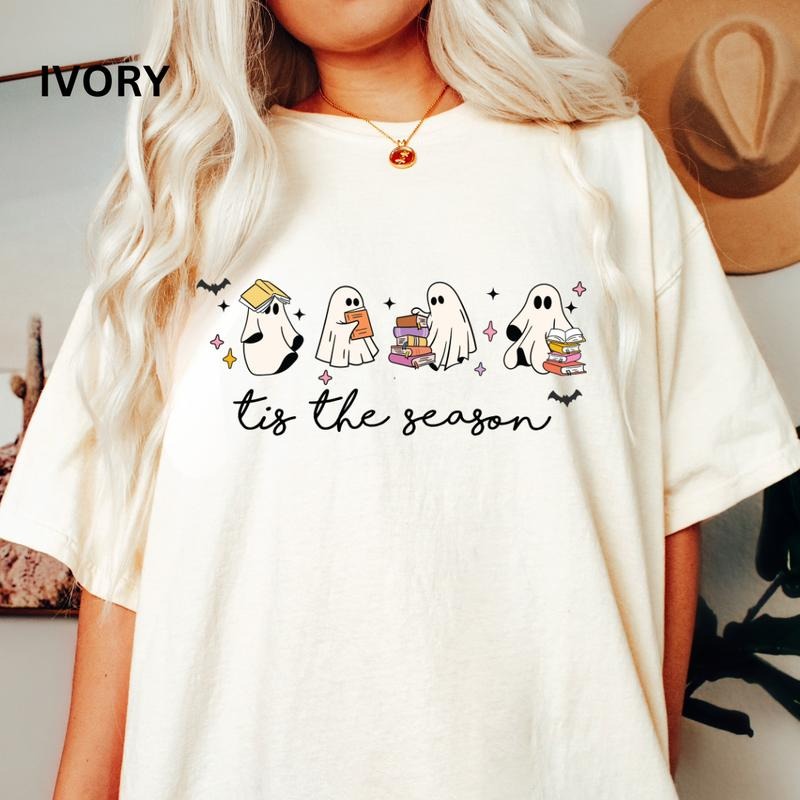 Tis The Season Books - Unisex Relaxed Fit Printed in USA Casual Comfort Cotton Top Athletic Boho Chic All Seasons