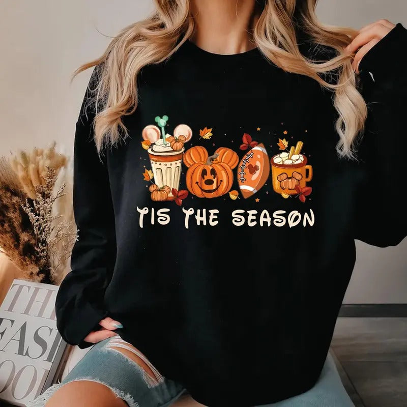 Tis The Season Sweatshirt, Cartoon Fall Season Shirt, Funny Autumn Pumpkin Season Shirt, Thankful Pumpkin Shirt, Cute Fall Vibes