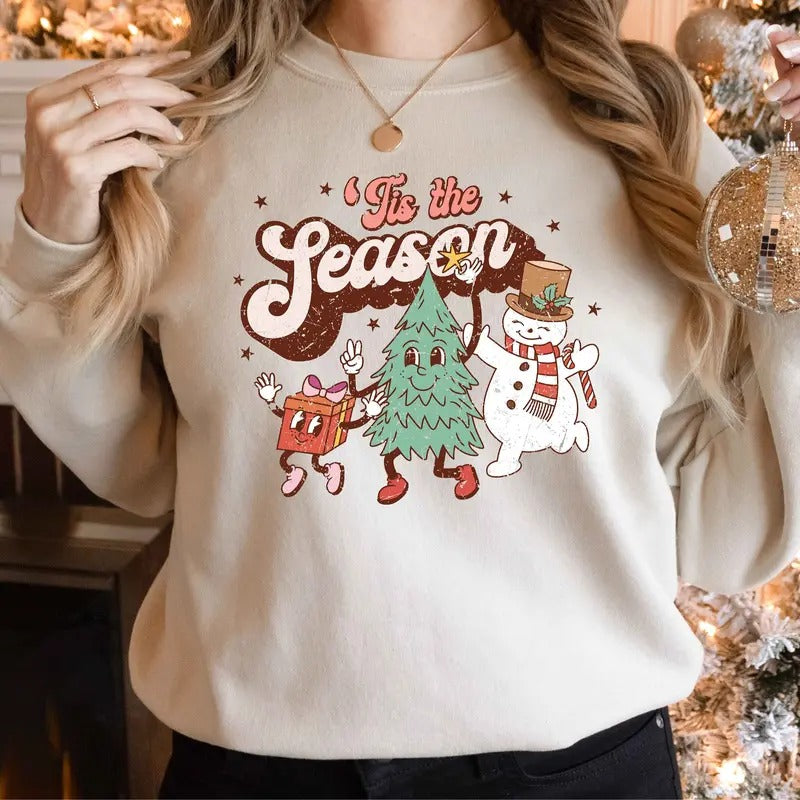 Tis The Season Sweatshirt, Christmas Tis The Season Shirt, Merry Christmas Sweatshirt, Christmas Tee, Cute Winter Sweatshirt Cotton Crewneck