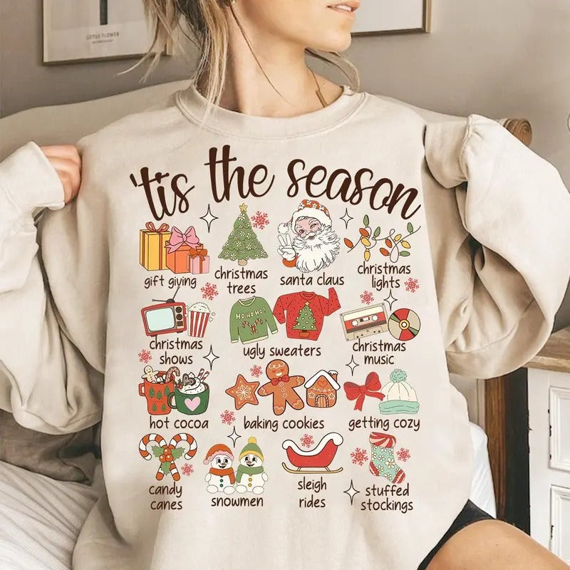 Tis The Season Sweatshirt, Christmas Tis The Season Sweatshirt, Merry Christmas Shirt, Christmas SweatshirtUnisex Cotton Crewneck