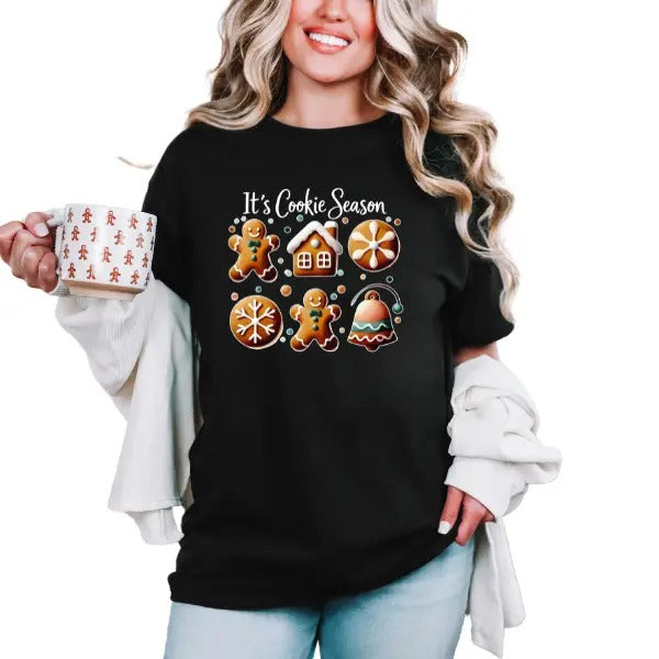 Tis the Gingerbread Cookie Season Long Sleeve Crewneck, Hoodie, or Short Sleeve TShirt | Christmas Pullover Sweater | Traditional Holiday Fashion