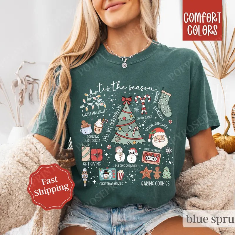 Tis the Season Collage Shirt, Tis the Season Tee, Women's Holiday Tshirt