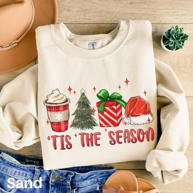 Tis the Season Sweatshirt, Christmas Sweatshirt, Crewneck Holiday Sweatshirt, Xmas Sweater, Holiday Party Shirt, Winter Season Sweater