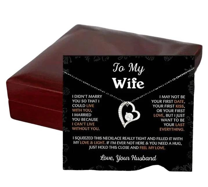 To My Wife Necklace, Beautiful Heart Necklace For Her, Wife Gift From Husband, Sentimental Gift For Wife, Love Necklace...